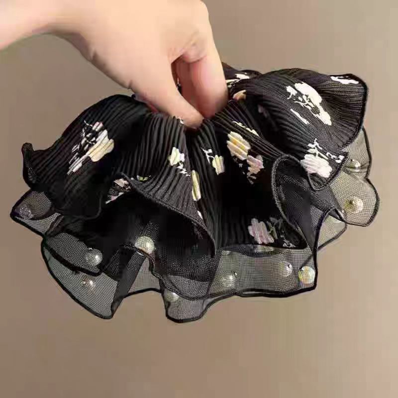 新款清新碎花多层大肠发圈女百搭扎头发丸子头发绳低马尾头绳皮筋|undefined