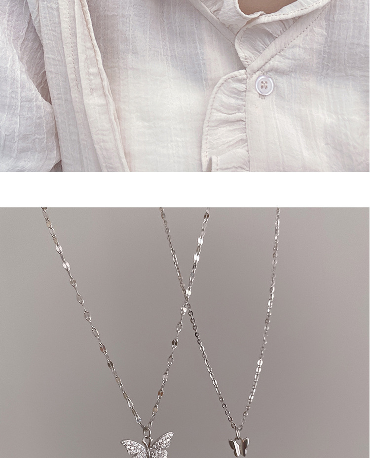 Fashion Butterfly Copper Inlay Artificial Gemstones Layered Necklaces 1 Piece