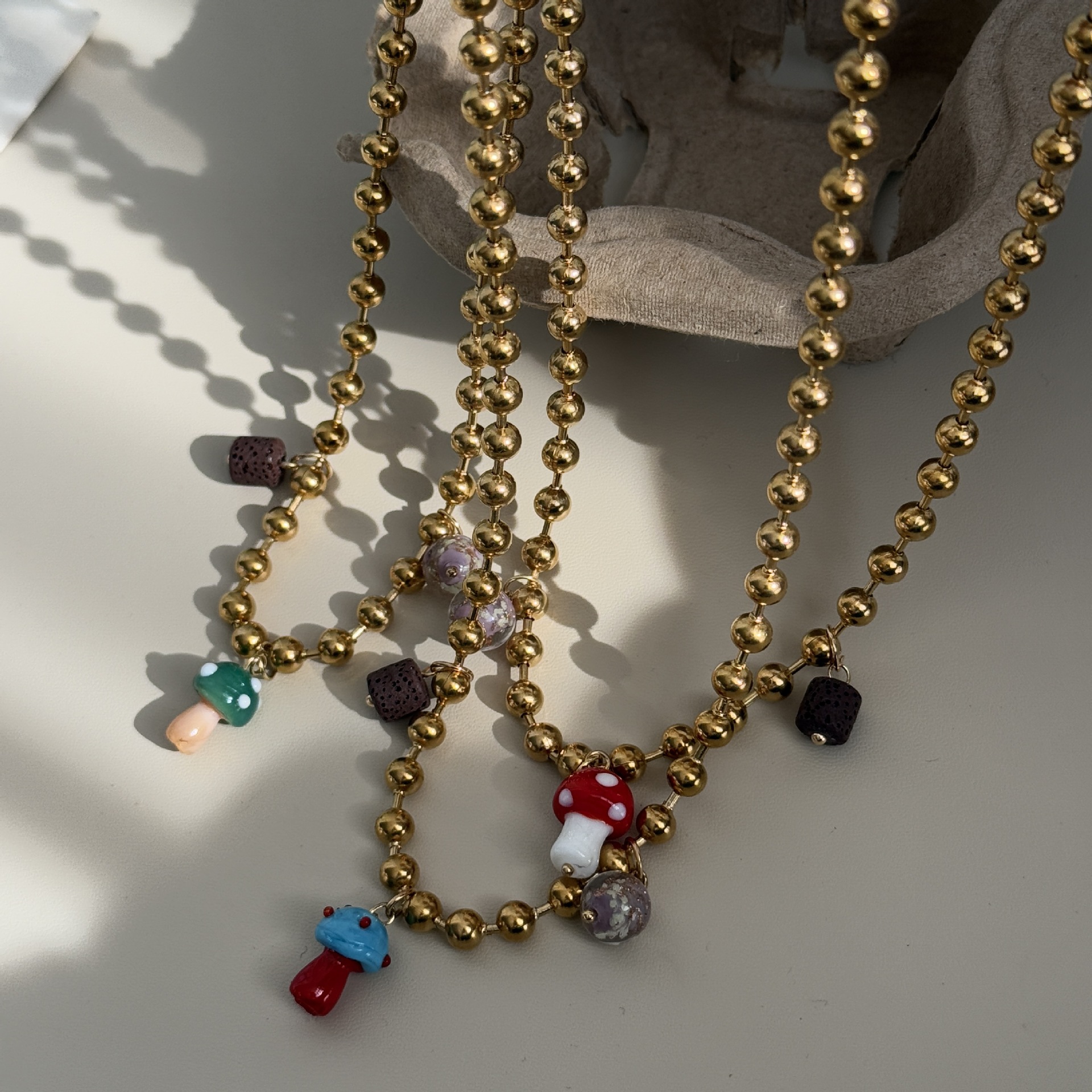 18g Weight glass Pendant Material Pendant Necklace Classification Titanium Steel Chain Material ball chain Chain Type 1 Piece Quantity Holiday, Daily, Selfie Occasion Titanium Steel Material Mushroom Pattern Women's Gender Plating Design Casual, Elegant, Lady Style Wholesale Jewelry Casual Elegant Lady Mushroom Titanium Steel Plating Pendant Necklace Ball Chain 2