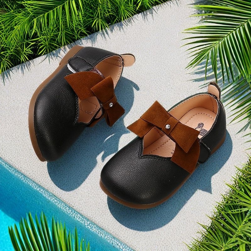 Zapatos de Cuero para Niñas de Cuero Sintético y Suela TPR Antideslizantes para Bebés y Niñas