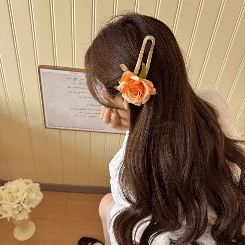 Sen Rose clip de cabello de mujer de alto nivel detrás de la cabeza de un clip de boca de pato medio clip de cabello clip de cabello tocado