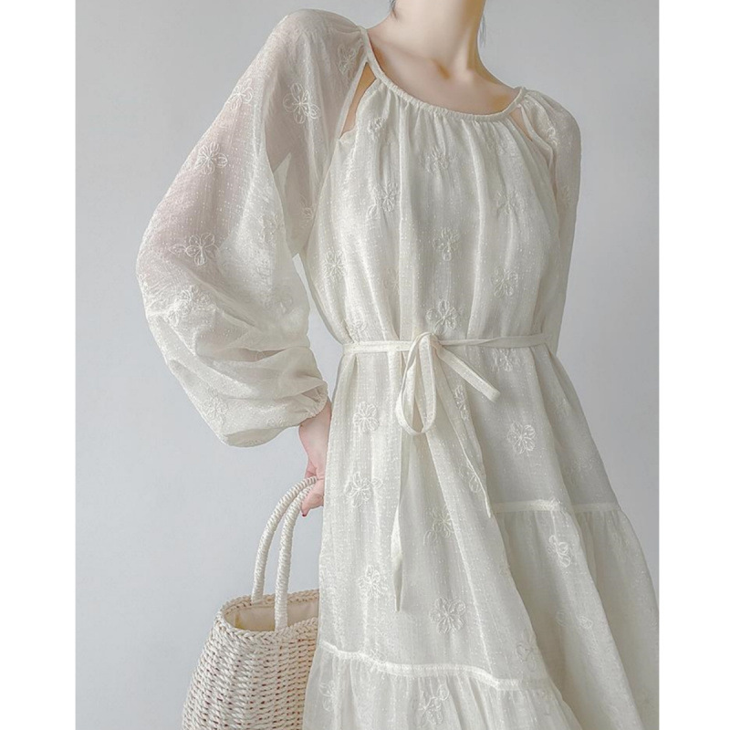 French-Style Elegant Tea Break Dress with a Gentle Vibe, Unique and Super Pretty, 2026 Spring Loose-Fitting Slimming Long-Sleeve Dress for Women