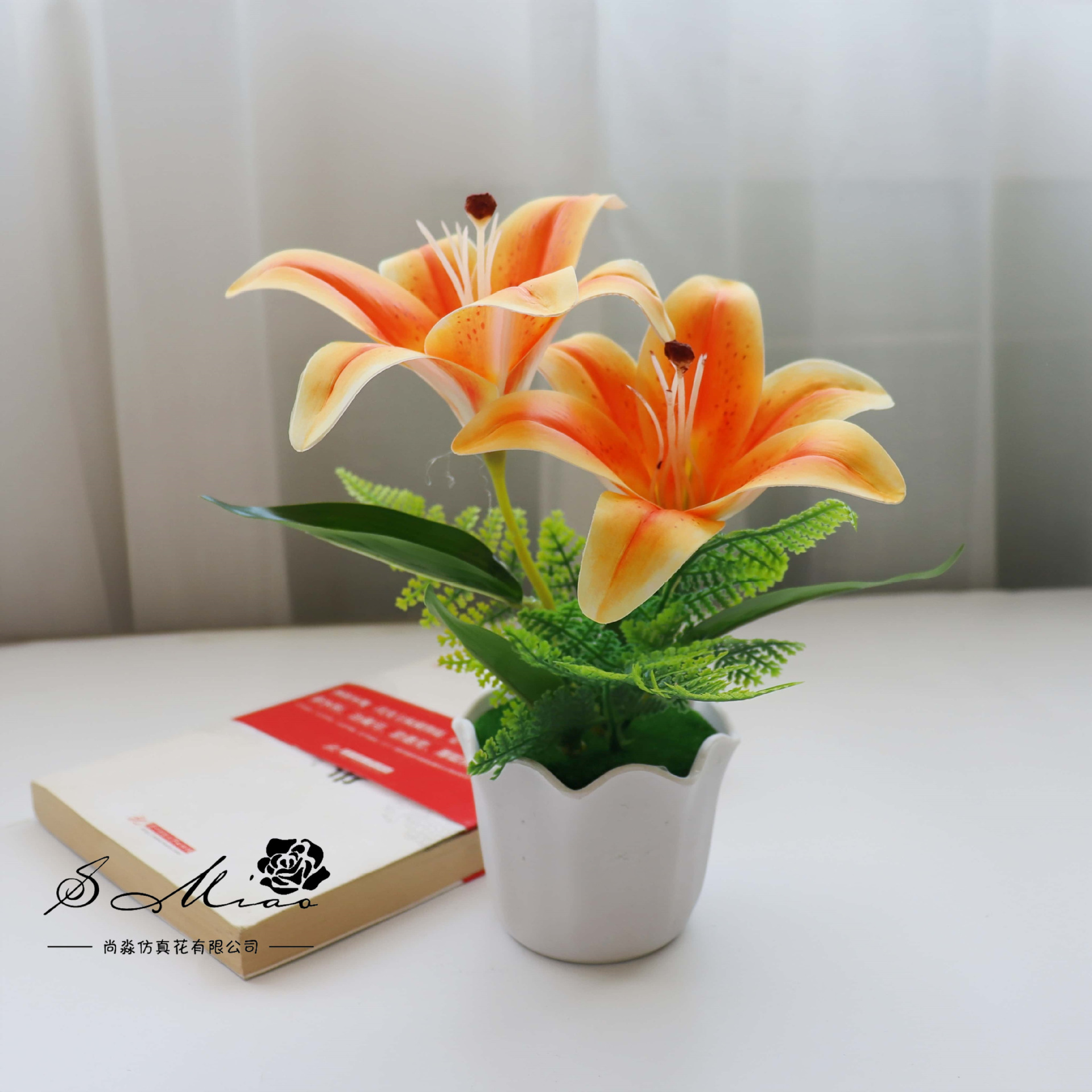 Flores falsas dos extremos sensación de lirio flor de simulación bonsai flor de moda decoración creativa plantación verde artificial simulación maceta