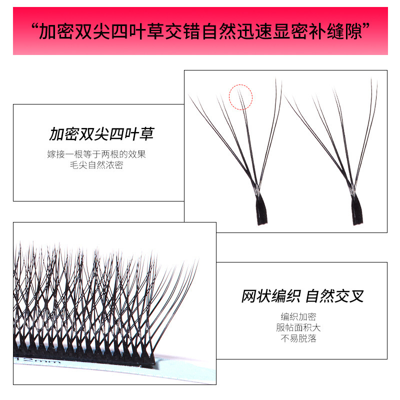 Fábrica de injerto de flores transfronterizas pestañas 8D doble tetrafolia pestañas densas de gran capacidad al por mayor pestañas falsas