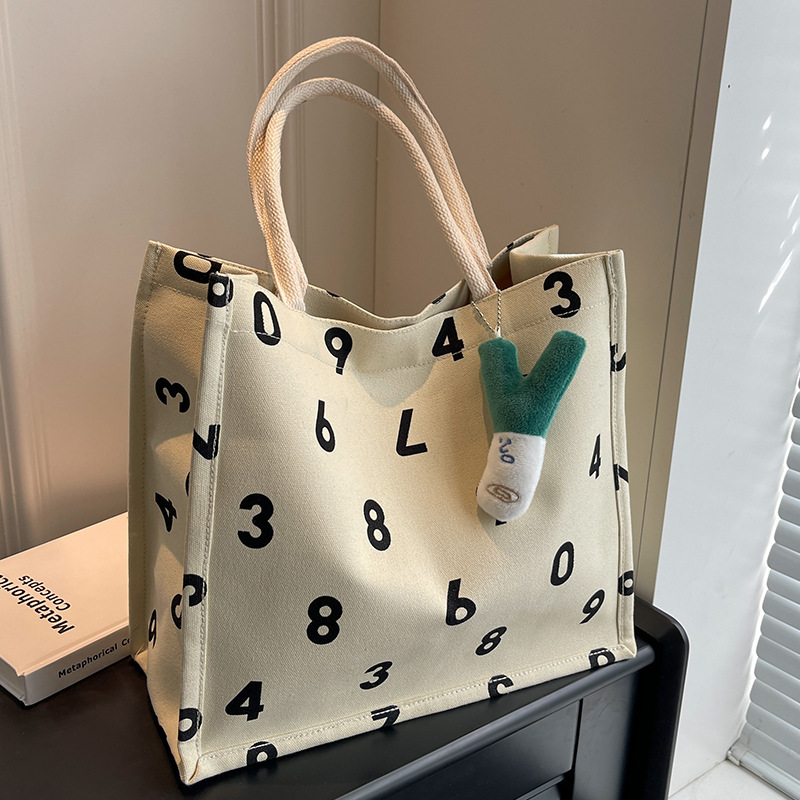 Korean Large Capacity Shoulder Tote Bag Women's 2023 Fashion Outgoing Portable Mummy Bag Student Class Canvas Bag Korean Large Capacity Shoulder Tote Bag Women's 2023 Fashion Outgoing Portable Mummy Bag Student Class Canvas Bag