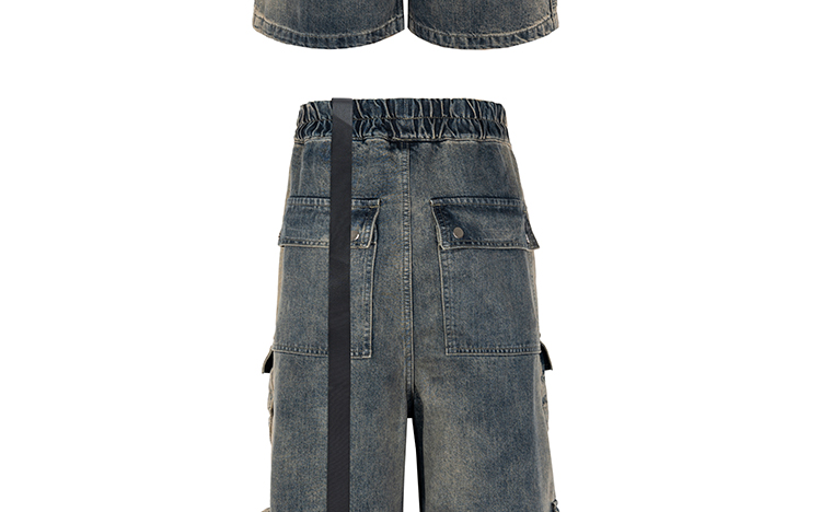 Men's Clothing VINTAGE GARC niche trendy brand RO style wide leg multi pocket flared distressed jeans men's vibe cotton_voghion.com