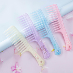 Pocket Little Demon New Transparent Large Wide-Tooth Comb with Cute Prints, Feminine Household Frizz-Proof Styling Comb