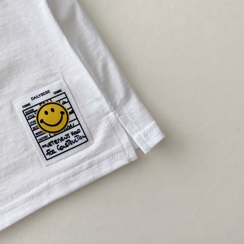 Korean version of ins infant and toddler clothing baby simple smiling face casual T-shirt spring and autumn oxygen black and white striped cotton bottoming shirt