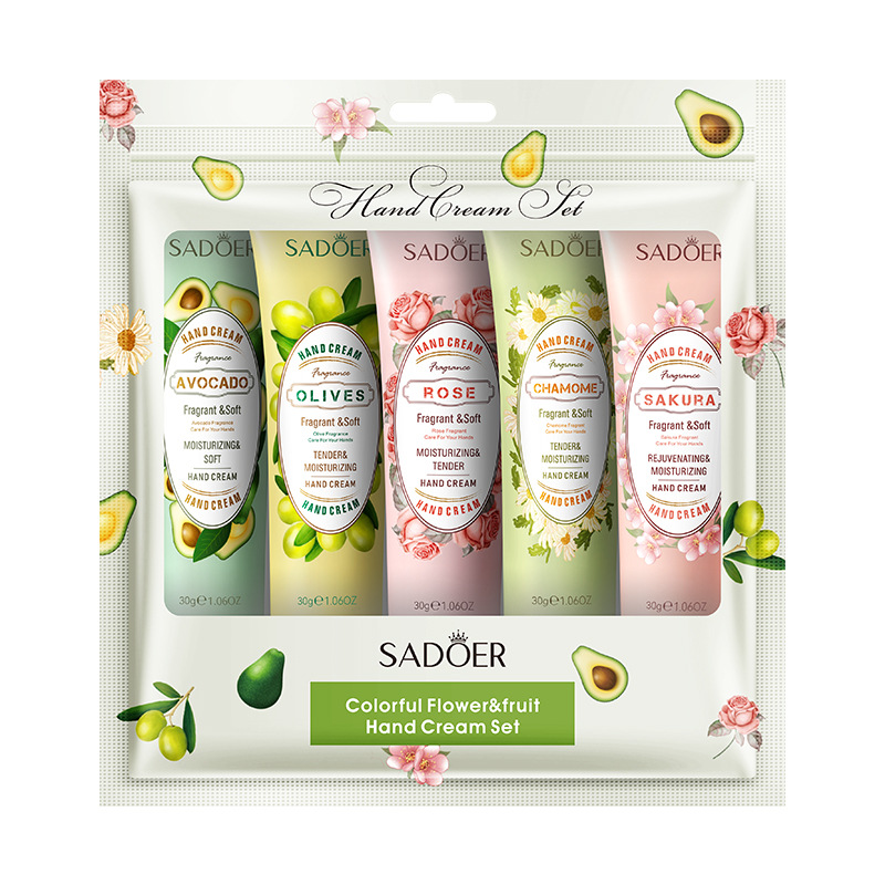 Comercio exterior transfronterizo SADOER colorido traje de crema de manos de flores y frutas hidratante anti-agrietamiento crema de manos regalo image 6