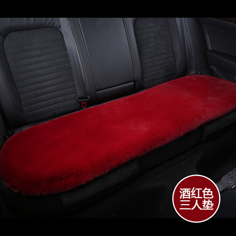 Faux Fur Warm: Qìchē Wool pad - rear-row-3-seat-long-strip-wine-red