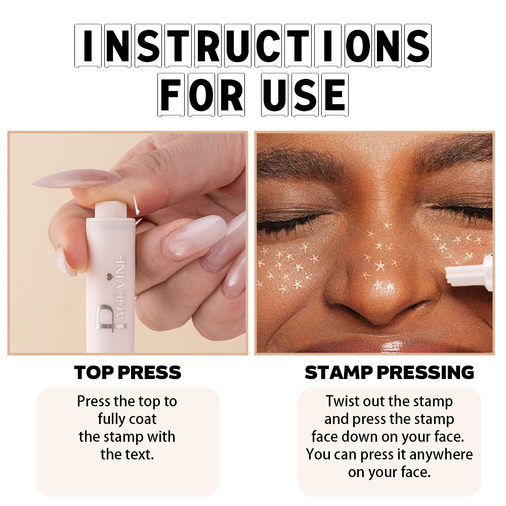 Maquillaje transfronterizo PAGE VINE cara pintada estrella parpadeante sello de pecas no es fácil de desvanecer sello de maquillaje de belleza
