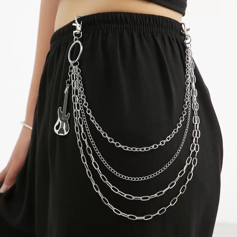 European and American Cross-Border Jewelry, Retro Metal Chain, Fashionable Belt, Body Chain, Personalized Guitar Pendant, Multi-Layered Trouser Chain
