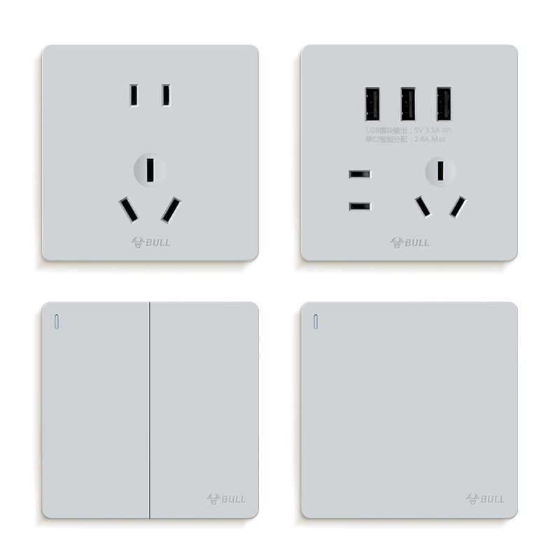 [G12 gris de terciopelo] enchufe del interruptor toro 86 tipo de panel de enchufe del interruptor de pared doméstico 5 agujeros 10A montaje oculto