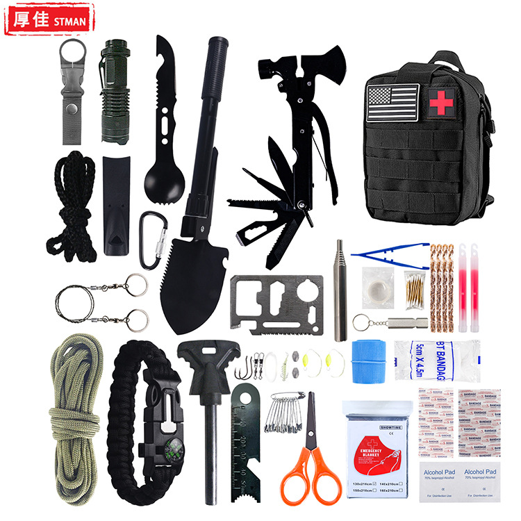 Equipo de camping al aire libre camping herramientas de supervivencia traje Kit de supervivencia de emergencia multifuncional suministros de supervivencia al aire libre