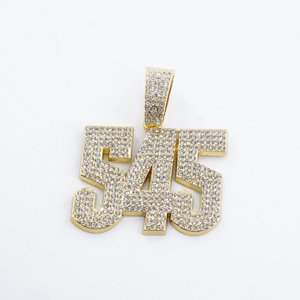 Collar de hip-hop exagerado europeo y americano para hombre con colgante de diamantes completo número 545, diseño estilo callejero, cadena cubana de diamantes brillantes, hecho a medida.
