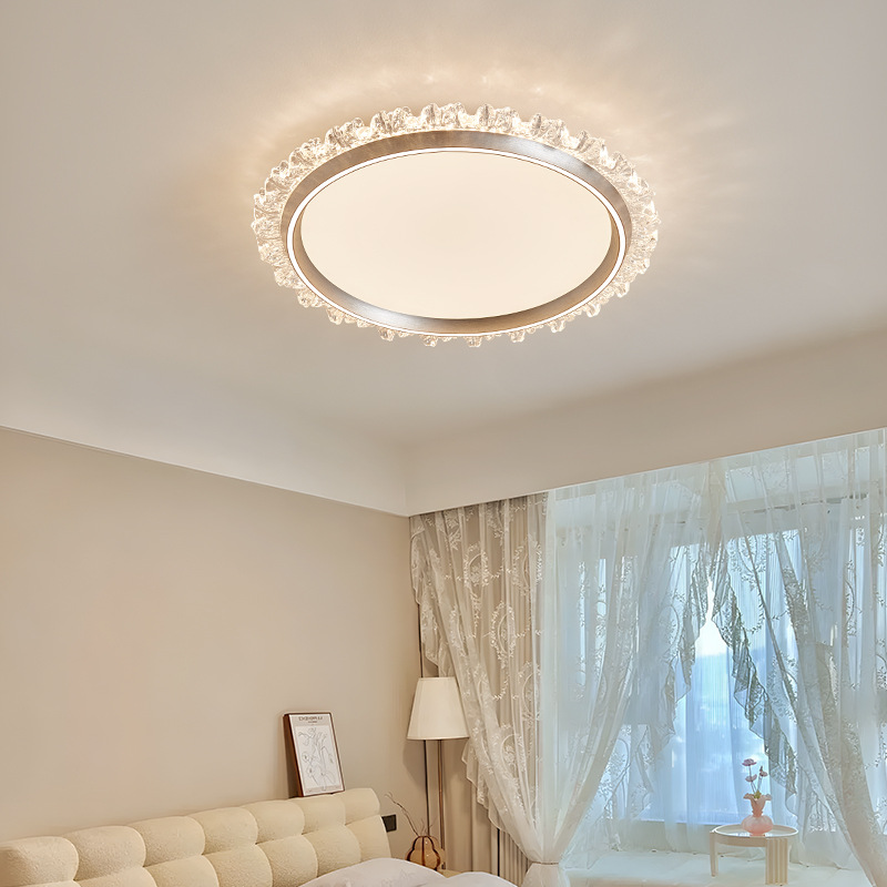 Gran vista de jardín lámpara de dormitorio lujosa lámpara de cristal moderna simple de espectro completo lámpara de habitación de protección de ojos dormitorio principal lámpara de techo 542L