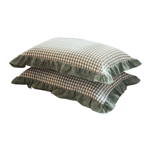 A pair of washed cotton pure cotton pillowcases for adults large single pillowcase full cotton edge pillowcase 48x74