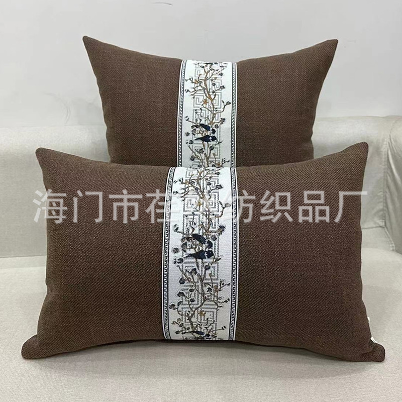 新しい中国風の亜麻抱き枕椅子の家具の背もたれは赤い木のソファーの背もたれの長方形の腰の背もたれは芯を含みます。|undefined