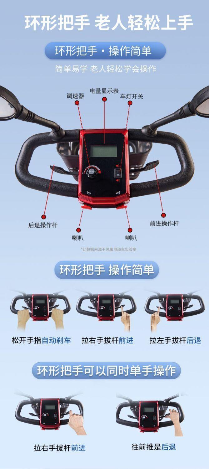 Elderly Mobility Scooter, Four-Wheeled Electric Household Small Double-Seater Scooter for the Elderly and Disabled, Four-Wheeled Folding Power-Assisted Vehicle
