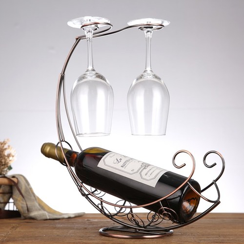 Pirate ship wine rack ornaments creative European style light luxury style new Chinese style upside down goblet wine rack iron entrance rack