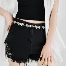 欧美跨境饰品个性金属蝴蝶结吊坠腰链女连衣裙配饰牛仔裤装饰腰带