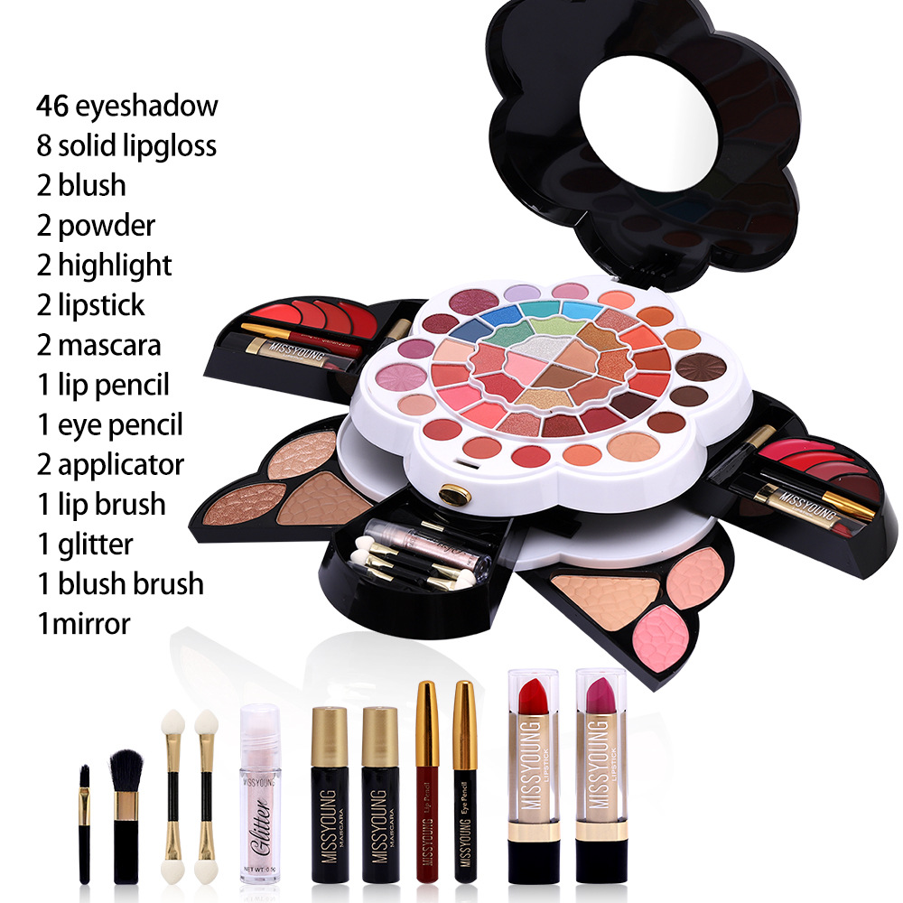 Wholesale of cross-border cosmetics, Amazon, European and American pearlescent and matte eyeshadow, blush, high-gloss lipstick, cosmetics and makeup sets Specification drawing
