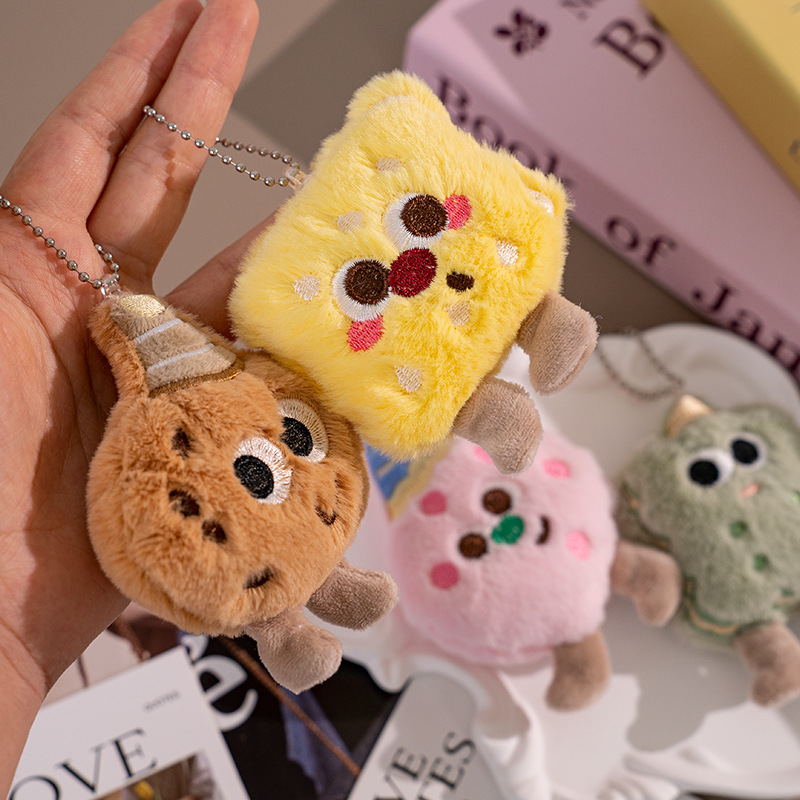Creative Cartoon Cookie Man Doll Small Pendant, Funny Cookie Donut Plush Doll Brooch, Bag Charm