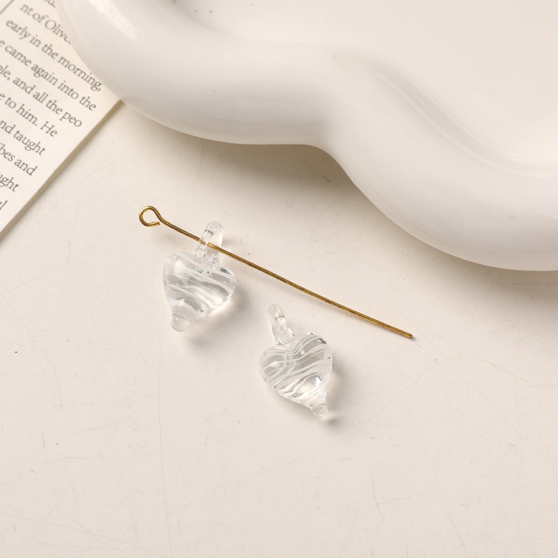 2g Weight Pendant Jewelry Making Type DIY Jewelry Accessories Classification 1 Piece Quantity glass Material Heart Shape Pattern All Seasons Season Simple Style Style 1 Piece Glass Heart Shape Pendant DIY Jewelry Accessories 11