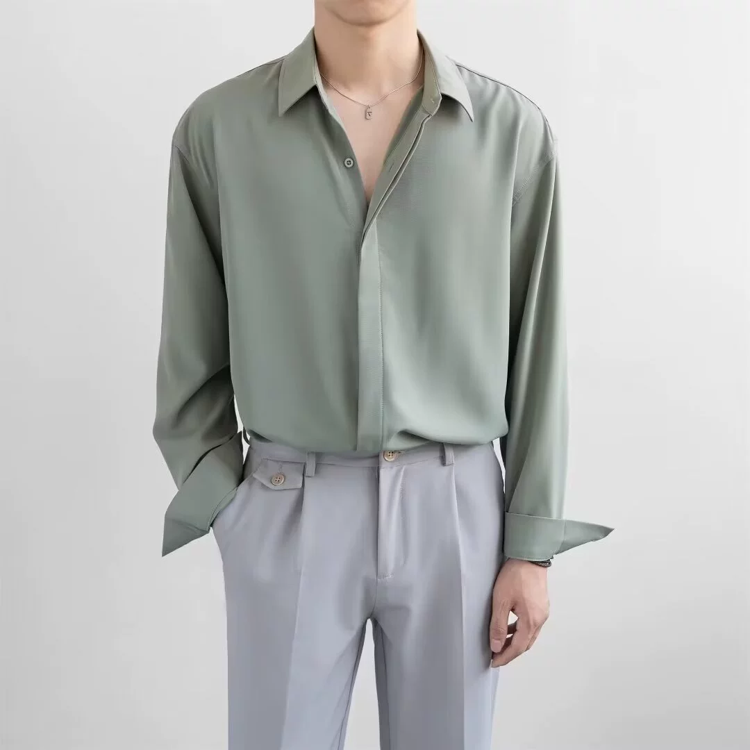 2024 рубашка с длинными рукавами в японском гонконгском стиле, свободная мужская рубашка на весну и осень, модная универсальная повседневная рубашка