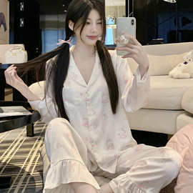 甜美可爱高级感凯蒂猫冰丝睡衣女2025年新款大码舒适家居服套装