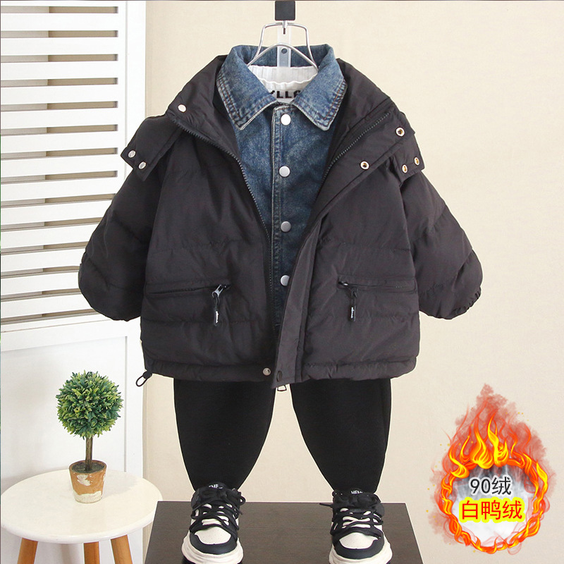 6903 Chaqueta gruesa para niños Chaqueta de plumón coreana para niños 2025 invierno nuevo estilo chaqueta de plumón de pato blanco abrigo de algodón para bebés