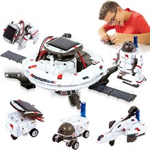 跨境熱賣聖誕 DIY拼裝玩具六合一自裝太空太陽能玩具車6合1機器人