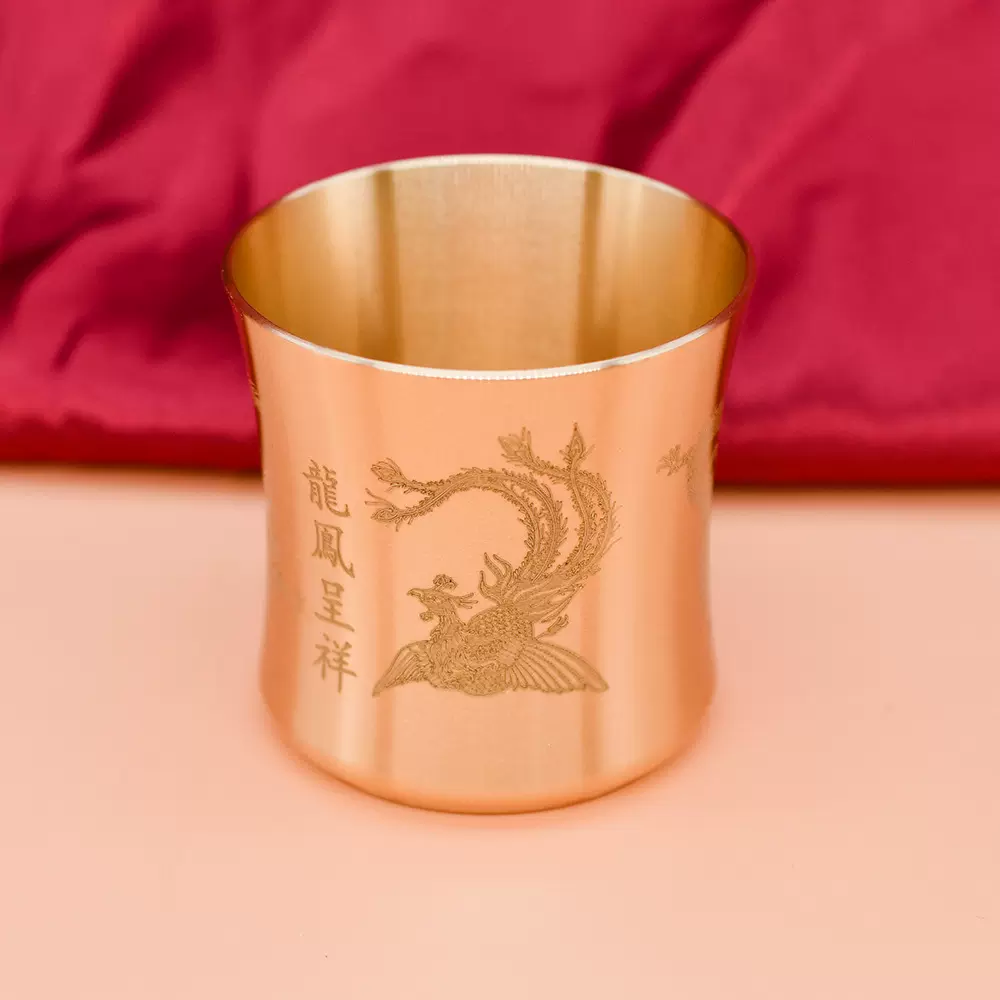 黄铜百福茶杯酒杯供水杯小酒盅家用办公室摆件纯铜工艺品摆件批发