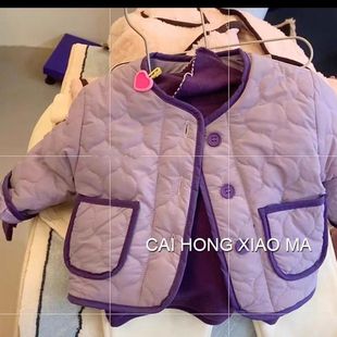 Korean Kidsren's Clothing 2022 Autumn and Winter Kidsren's Fashionable Lightweight Baby Quilted Jacket Girls Korean Style Foreign Style Cotton Clothing Zhezhe