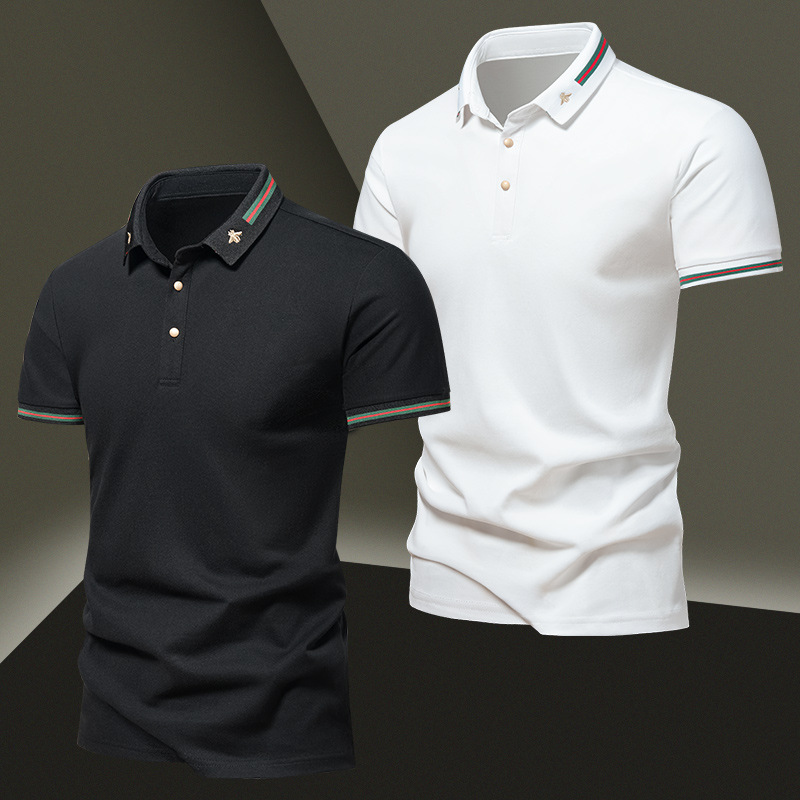 Short-Sleeved Polo Shirt for Men 2026 Summer Business Lapel Cotton T-Shirt Men's Thin High-End Casual Polo Shirt for Men