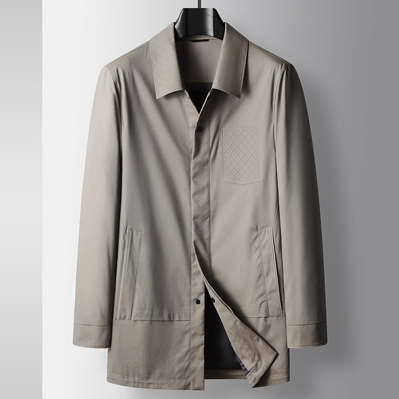 Herrenbekleidung mittellange leichte Luxus-Windjacke mit Business-Revers für Jugendliche, lässige High-End-Jacke ohne Bügeln_voghion.com