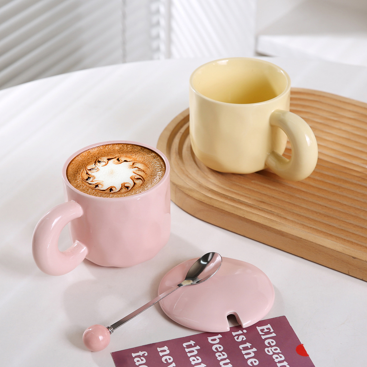 Casual Lindo Multicolor Color Sólido Cerámica Cuchara Taza 1 Juego display picture 17