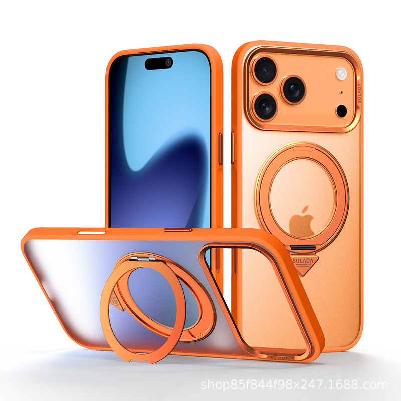 适用iPhone17支点壳苹果17promax雾面磨砂360旋转磁吸支架手机壳|undefined
