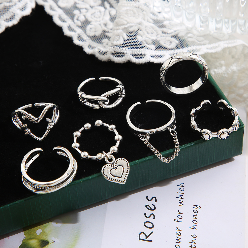 Retro Heart Shape Metal Plating Open Ring display picture 1