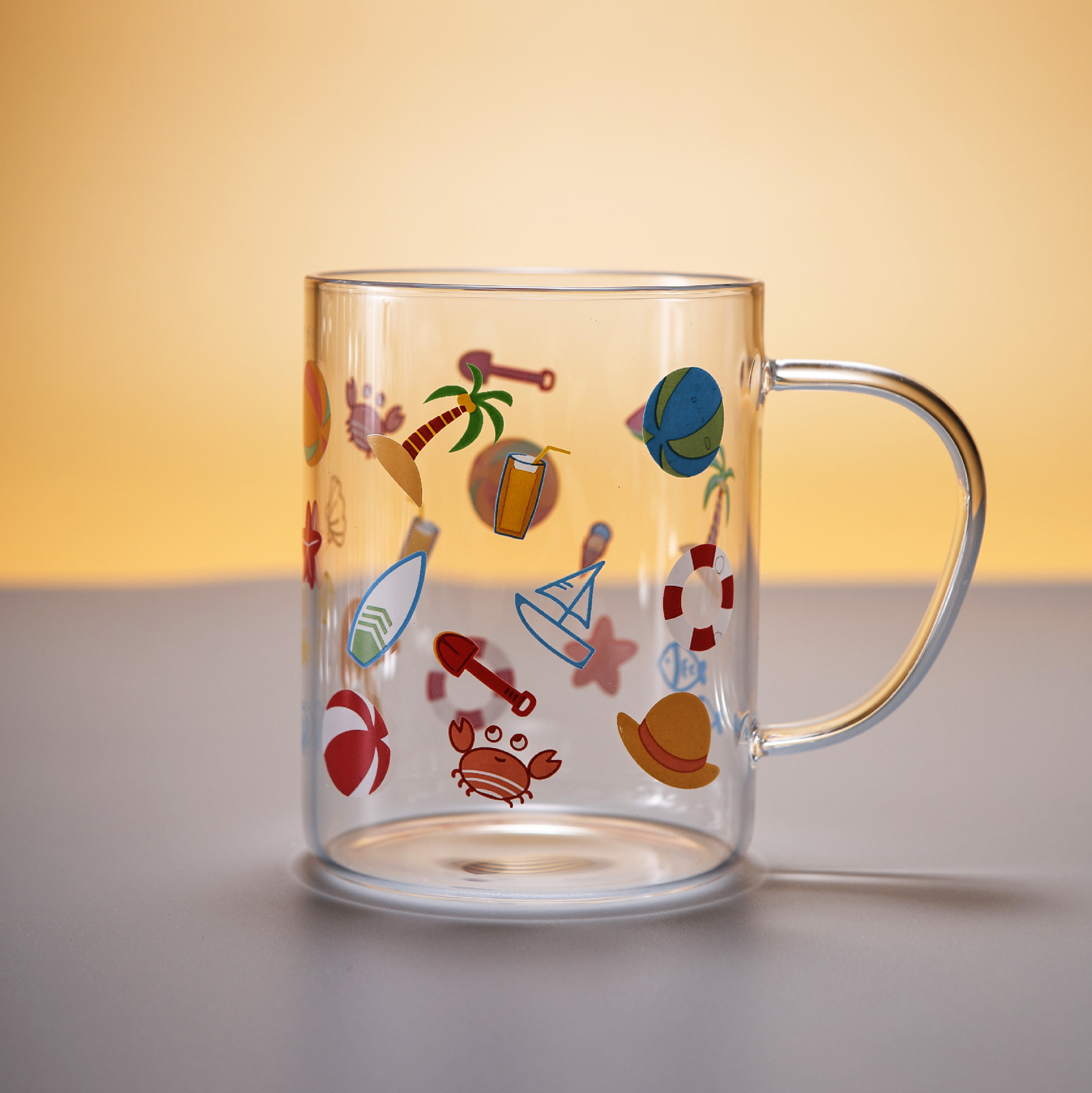 Spot al por mayor impresión de tazas de vidrio resistente al calor comedor doméstico con mango de tazas de vidrio tazas de leche tazas de desayuno impresión LOGO