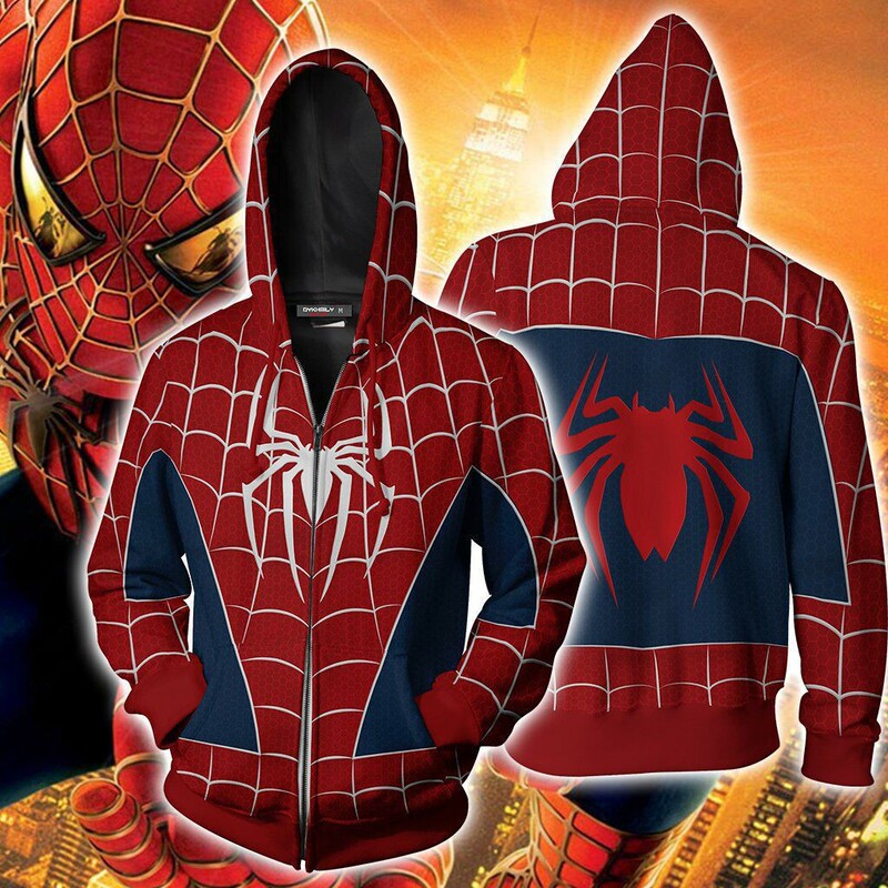 3D digital printing Spider New Era small black spider cosplay anime zipper cardigan hooded sweater men