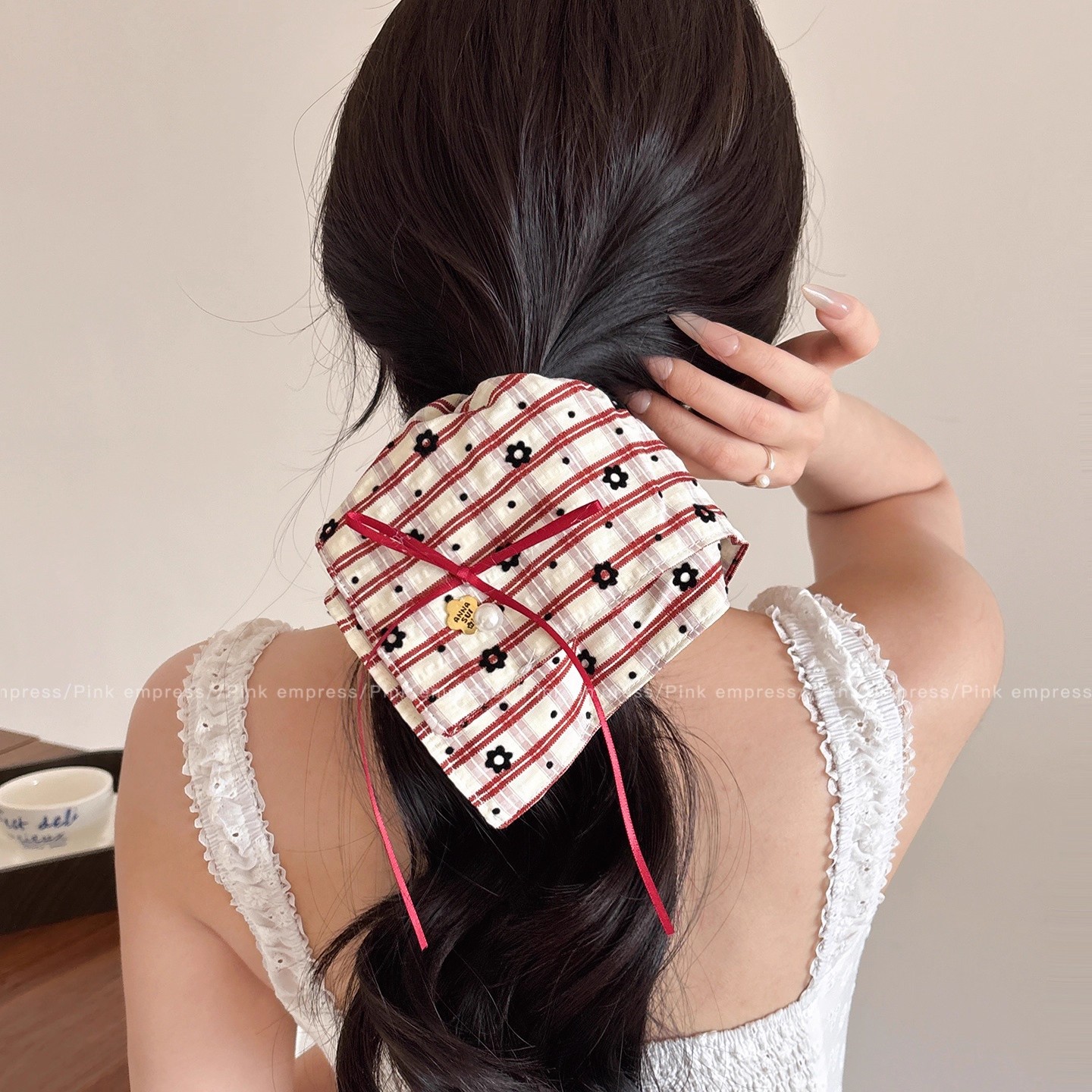 Retro ondulado punto cuadrado toallas anillo de cabello intestino 2025 nuevo estilo universal bajo cabello de cola de caballo cuerda de cabello arco adornamiento para el cabello