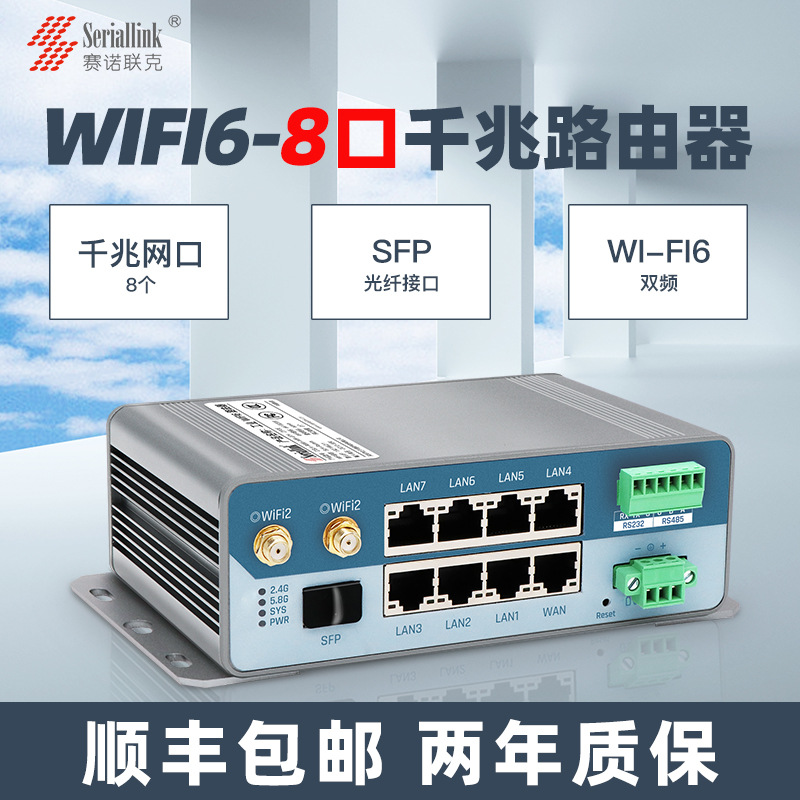赛诺联克SLK-R680-WIFI-8TH 8口1000M工业级WI-FI6 CPE路由器