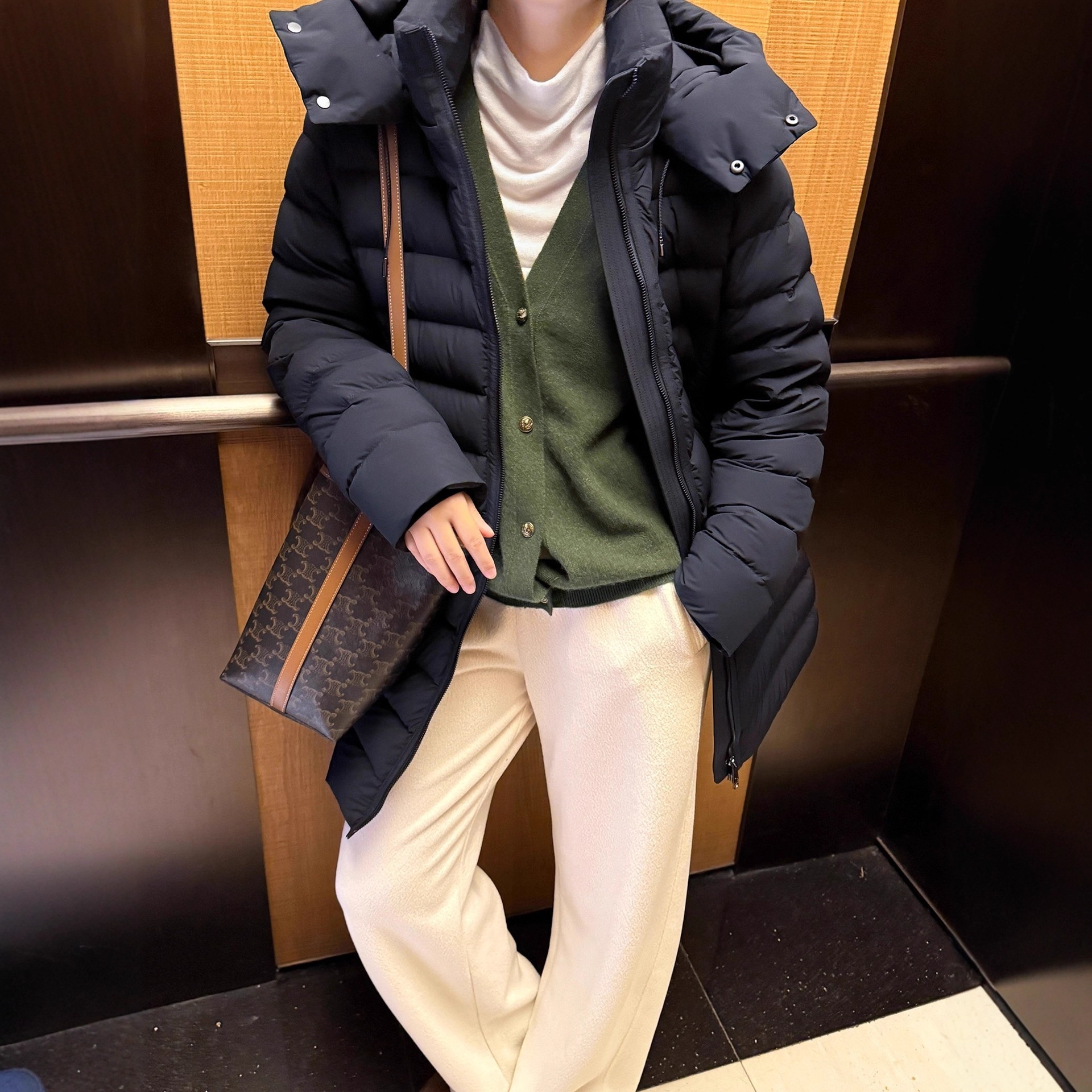 So Warm, so Slimming~ High-Fill Goose down Jacket! ! Black Mid-Length Waist-Cinching down Jacket for Women in Winter