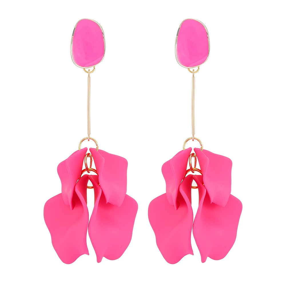 1 Pair Elegant Fashion Sweet Flower Petal Tassel Acrylic Women'S Drop Earrings display picture 3