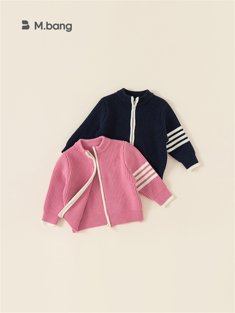 Ropa infantil Youbao, suéteres para niñas, cárdigans de punto para niños, chaquetas para niños, tops casuales de primavera y otoño, camisas con cremallera para niños pequeños image 3