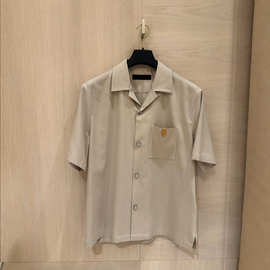 现货正确版原标V家26SS丝棉绒混纺皮标标识短袖衬衫开衫简约百搭