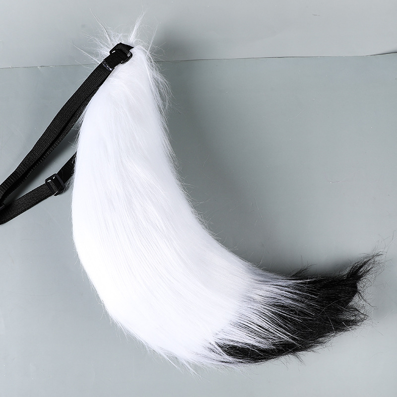 9cm 장발 여우 꼬리 흰색과 검은 색