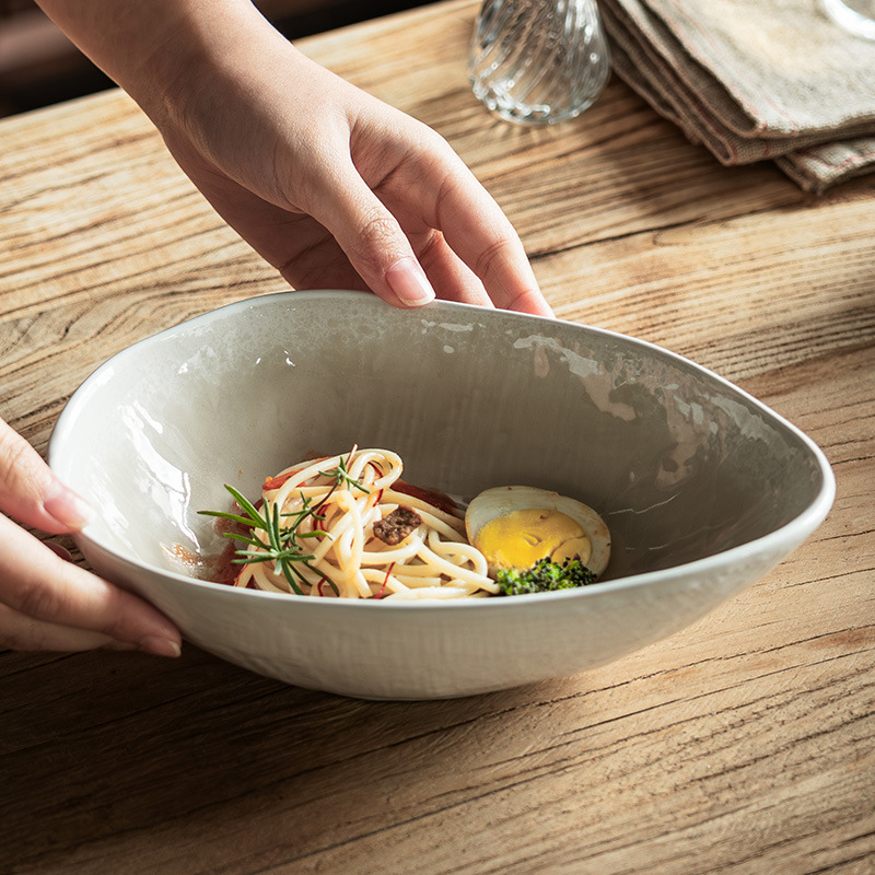 Pocos modelos ~ grieta de hielo tazón de forma especial tazón de verduras tazón de ensalada de frutas para el hogar tazón de plato frío tazón de fideos tazón de cerámica al por mayor