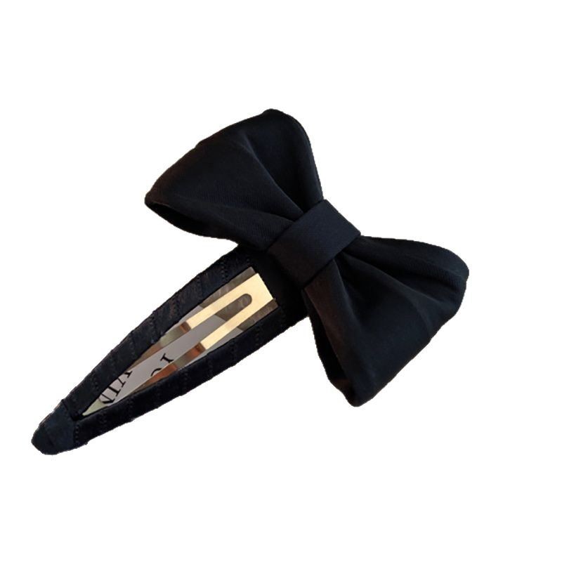 高見え黒気質サテンリボンBBクリップ額前髪サイドクリップ前髪クリップヘアピンヘアピンヘッドドレス